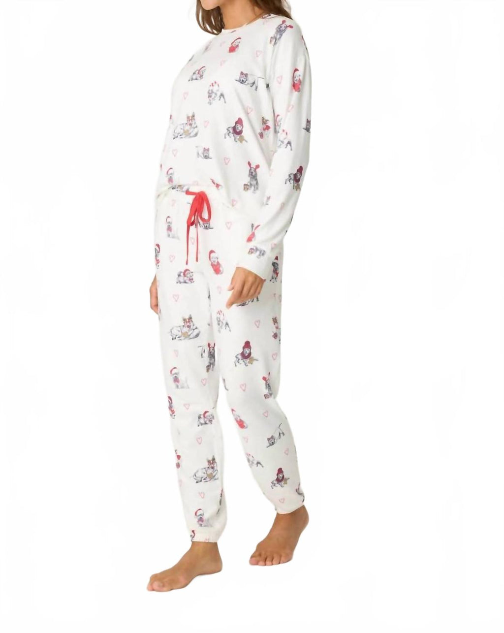 Candy Cane Lane Pajama Set In White