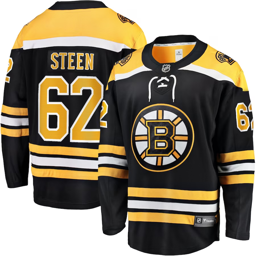 Men's Boston Bruins Oskar Steen #62 Black Player Game jersey