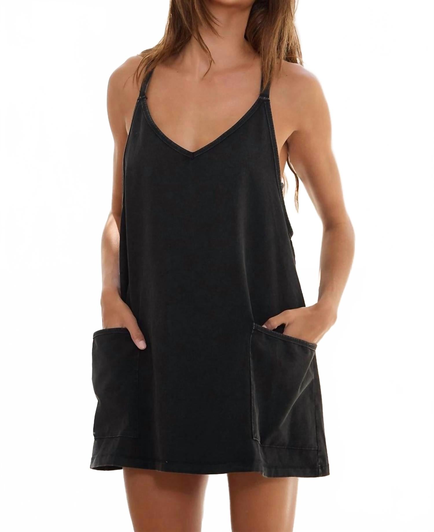 Sporty Mini Dress In Washed Black