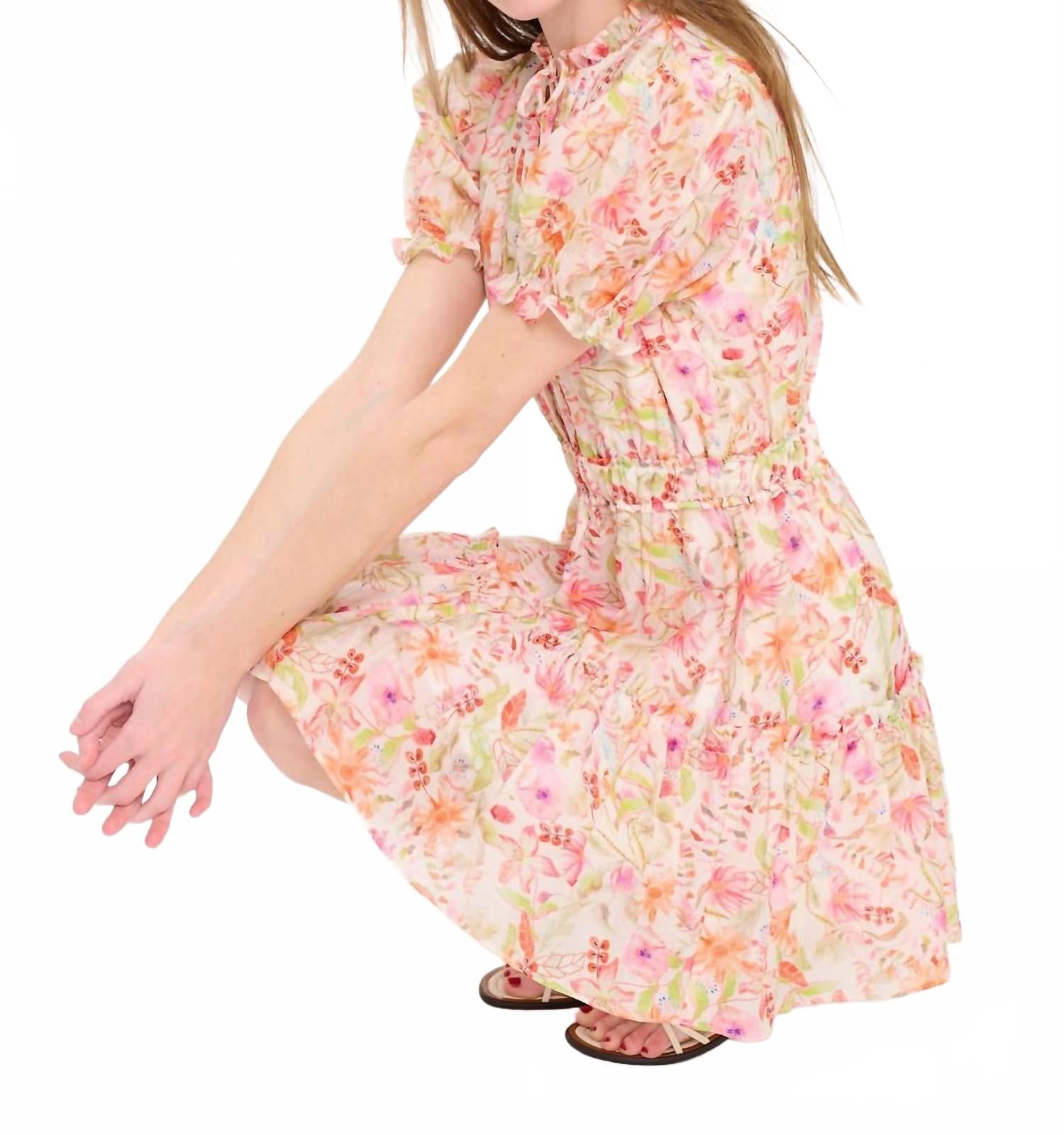 Pebble Garden Short Dress In Multicolor