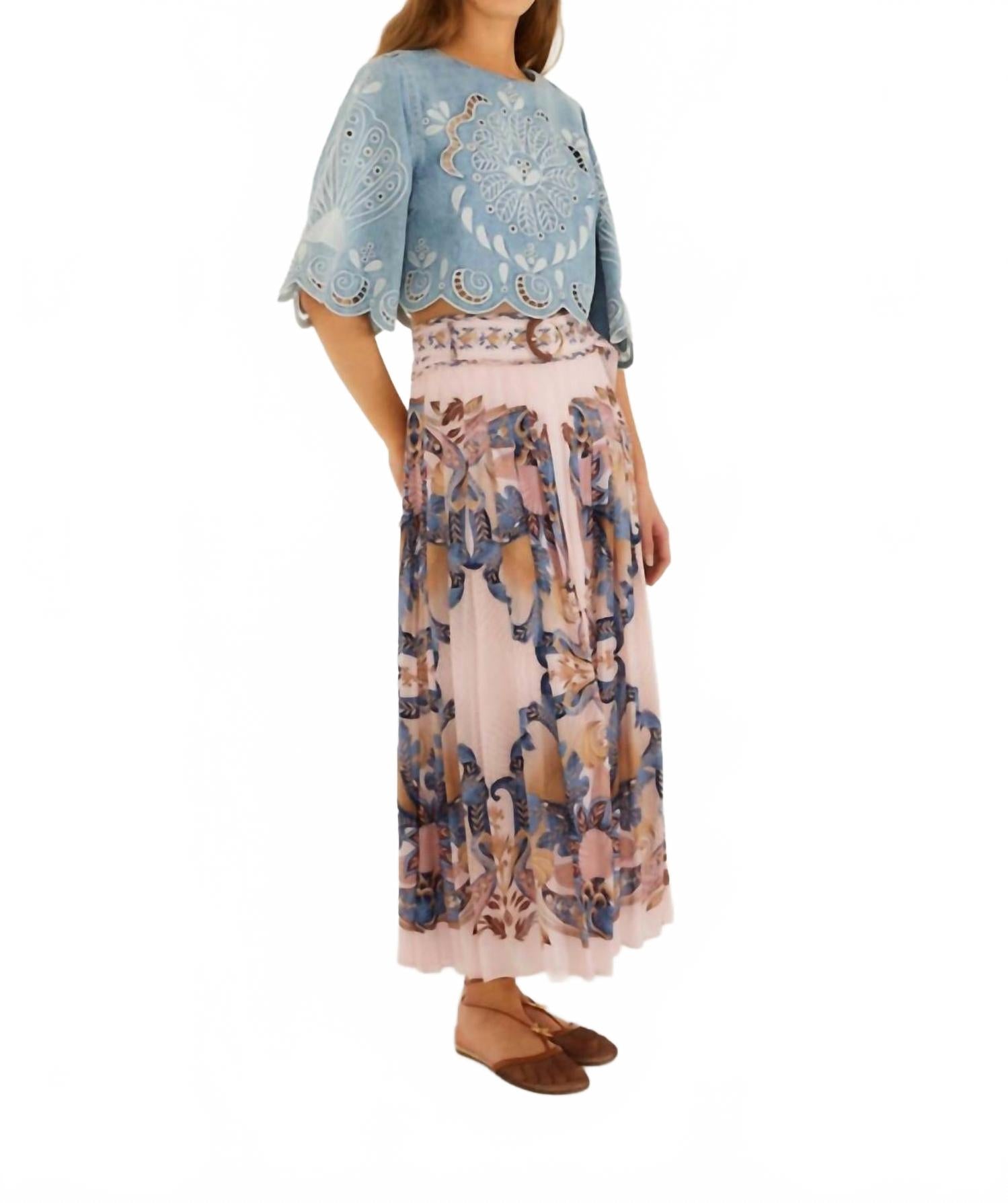 Sea Garden Scarf Maxi Skirt In Soft Pink