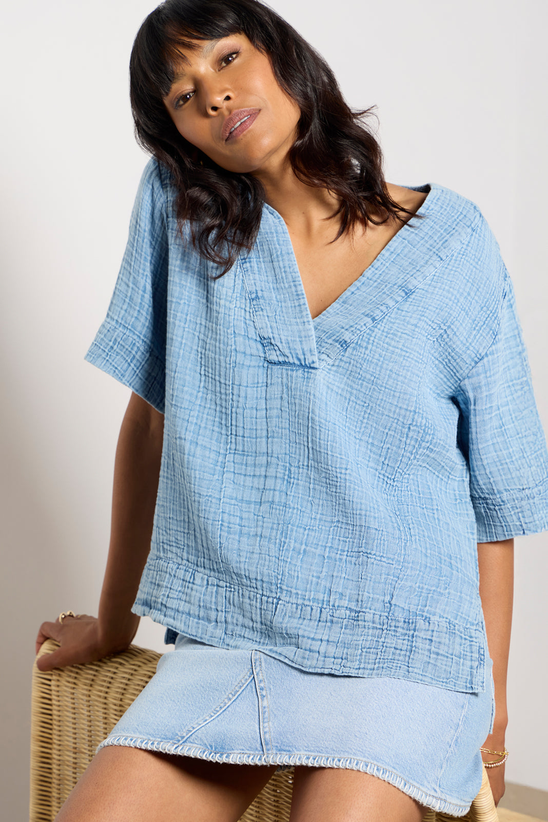Women's Dune Cotton Gauze Popover Top
