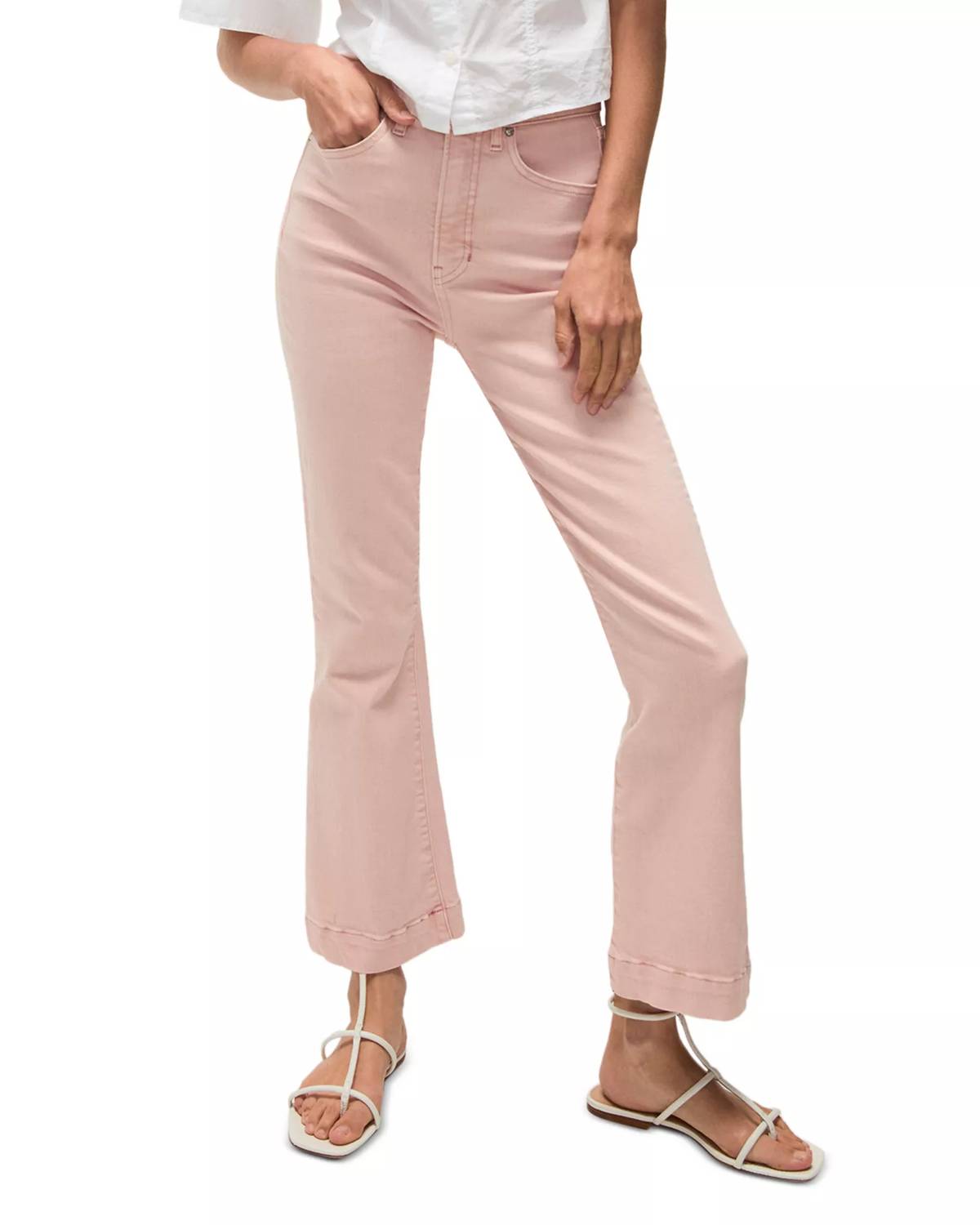 Carson High Rise Ankle Flare Jeans In Stone Pink
