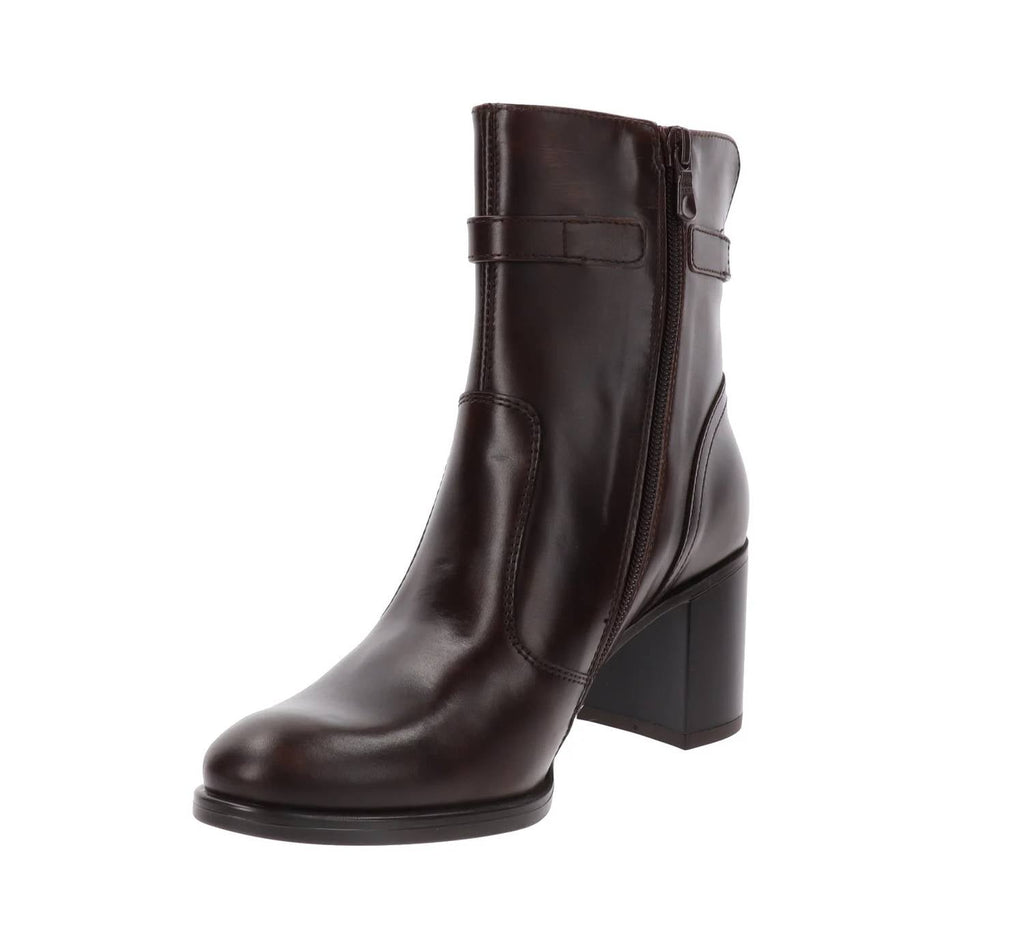 Women's Shiny High Heel Ankle Bootie In Brown