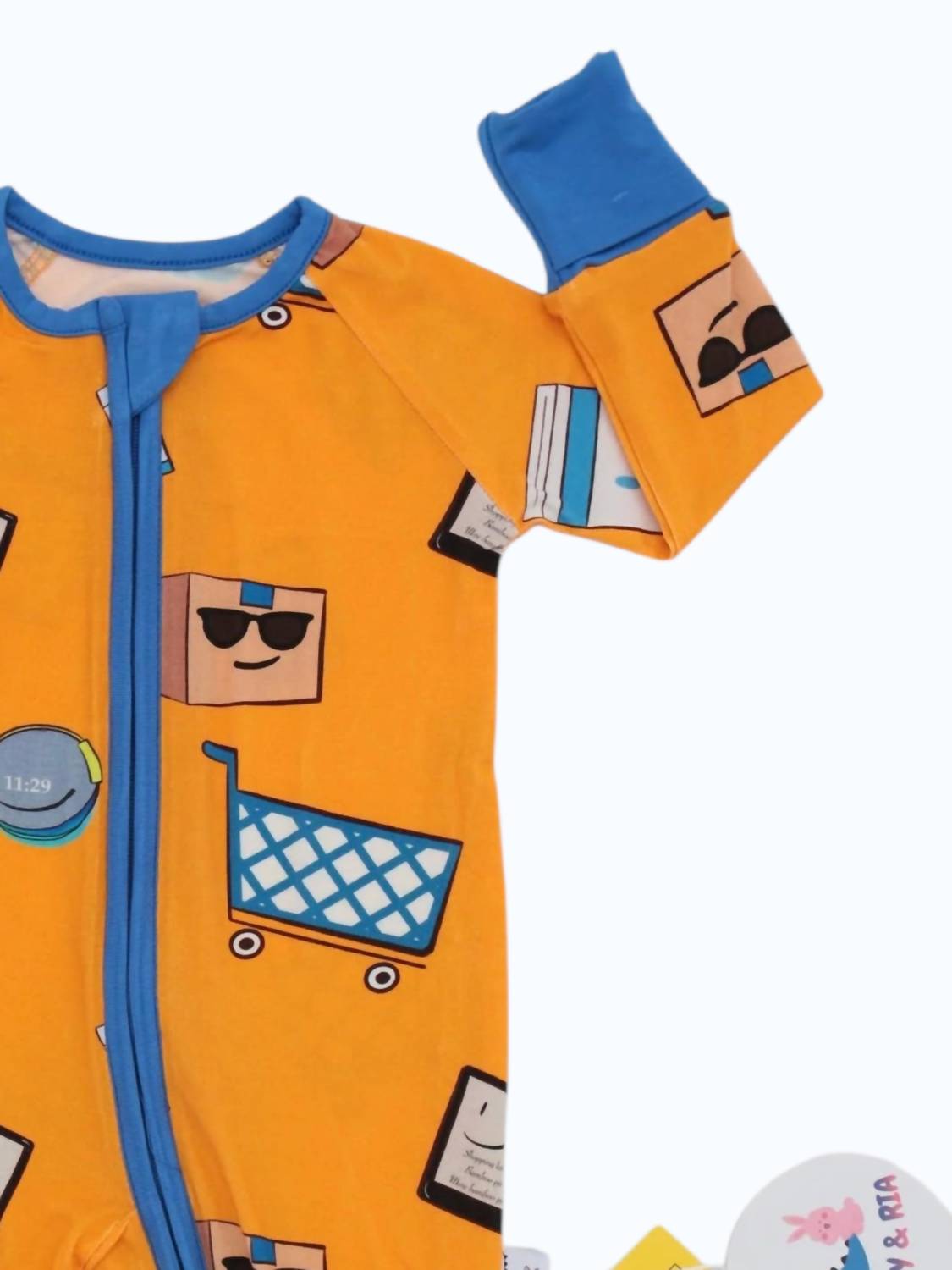 Boy's A To Z Bamboo Romper In Orange