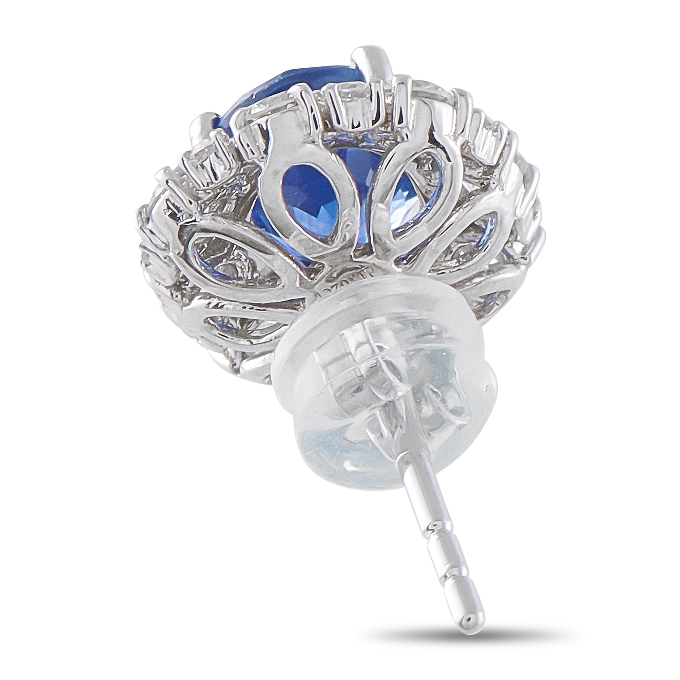 LB Exclusive Platinum 1.02ct Diamond and Sapphire Earrings MF35-041426
