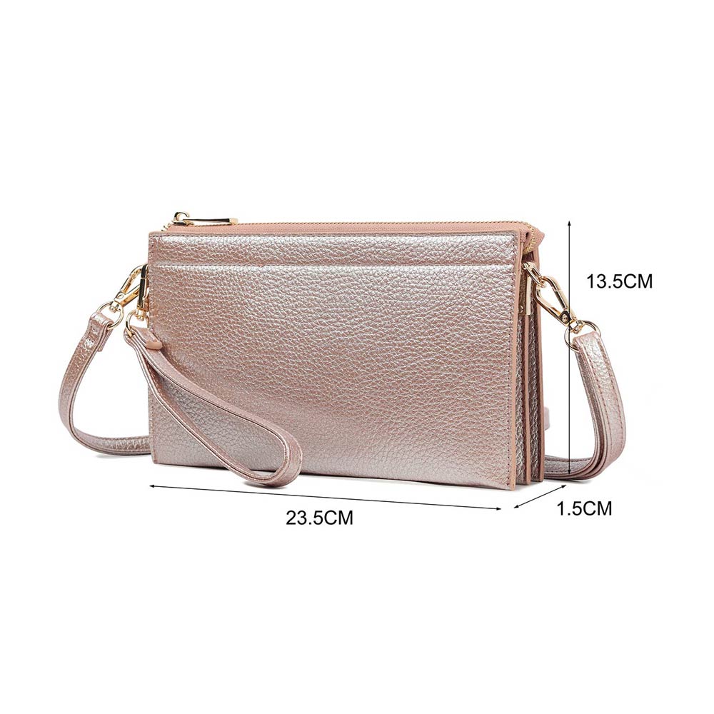 Textured Faux Leather Slim Wallet Crossbody Bag