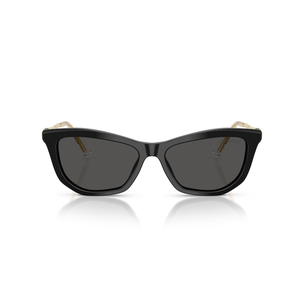 0Sk6057 Bold Black Acetate Cat-Eye Sunglasses with Crystal Embellishments