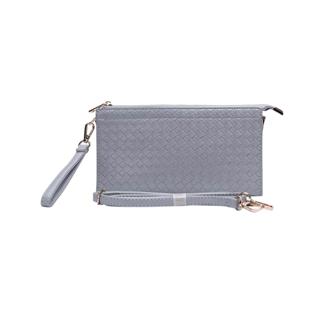 Textured Faux Leather Slim Wallet Crossbody Bag