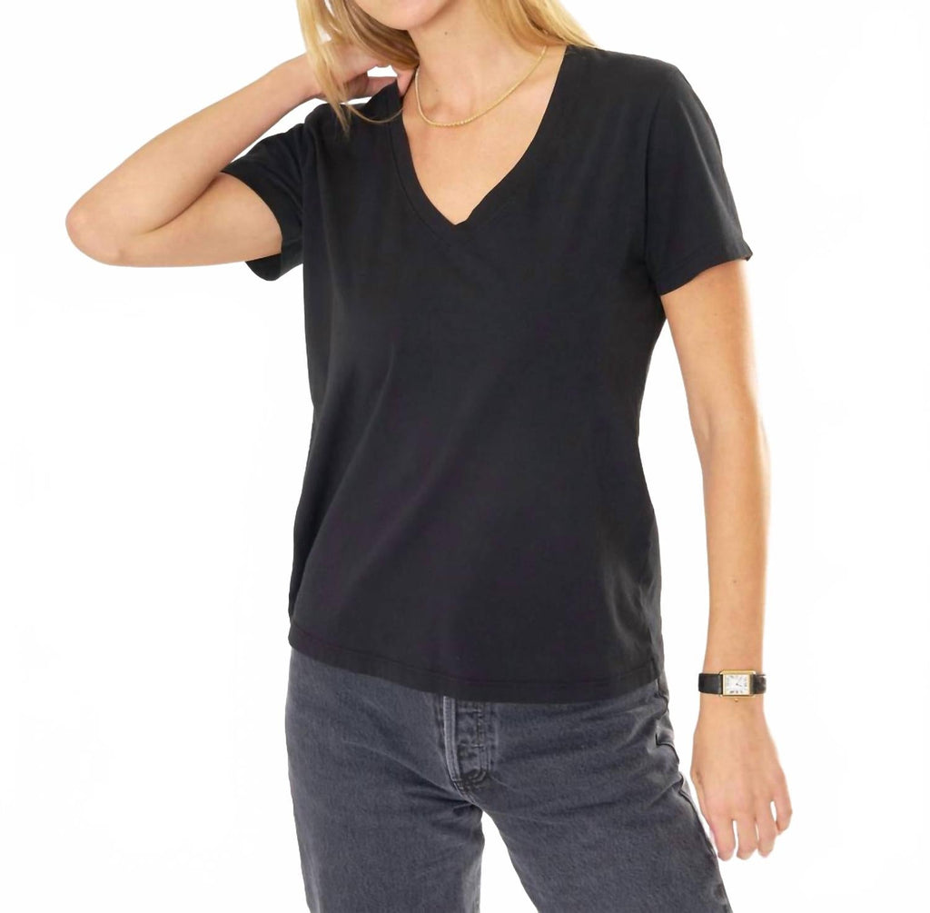 Charleston V Neck Tee In Black