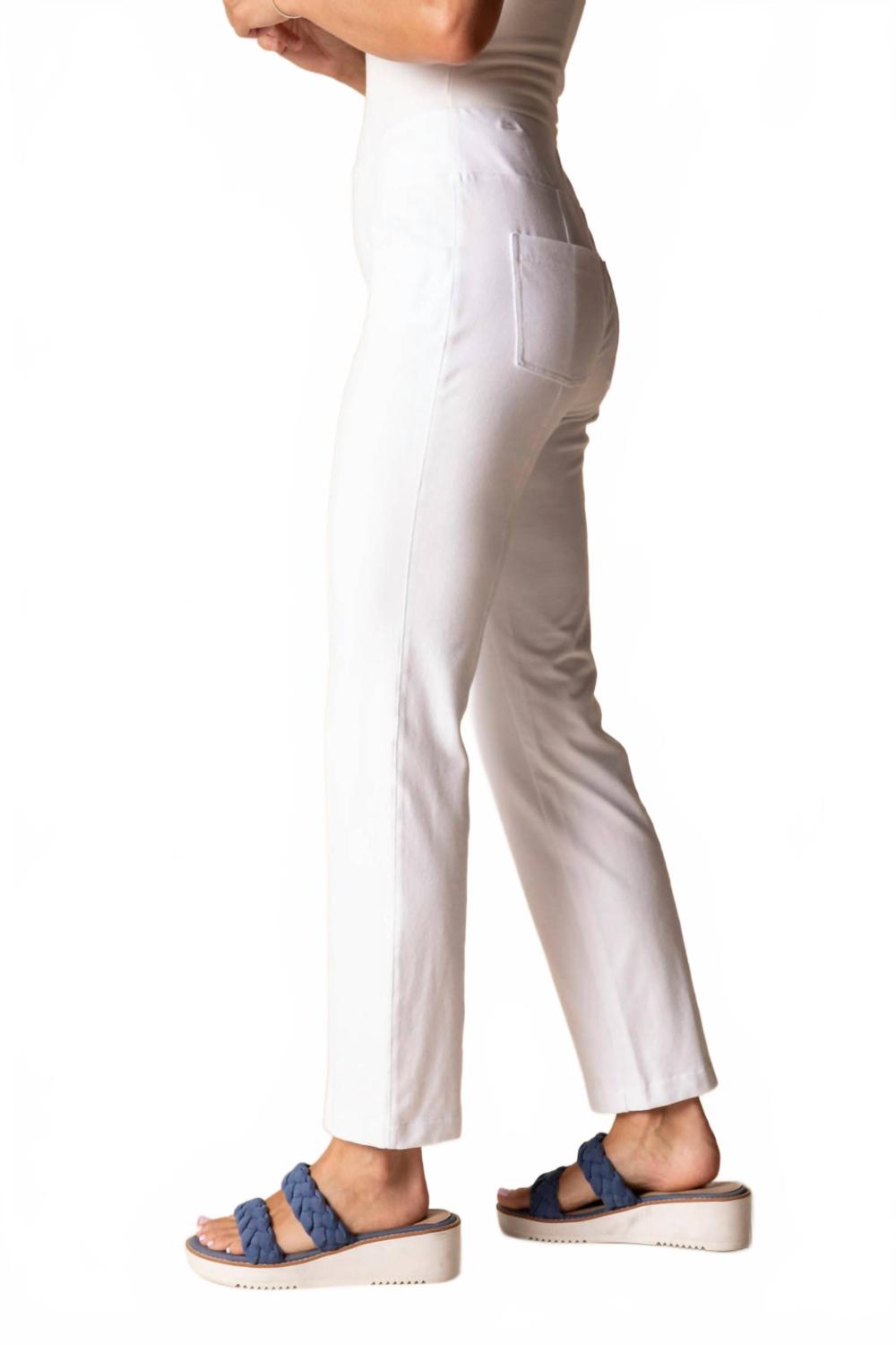 Women's Stonewash Cotton Knits Seamed Pocket Pant In White
