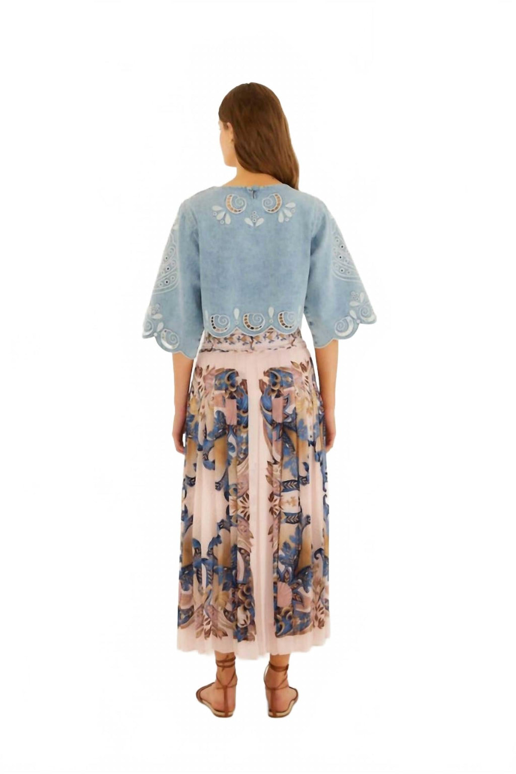 Sea Garden Scarf Maxi Skirt In Soft Pink