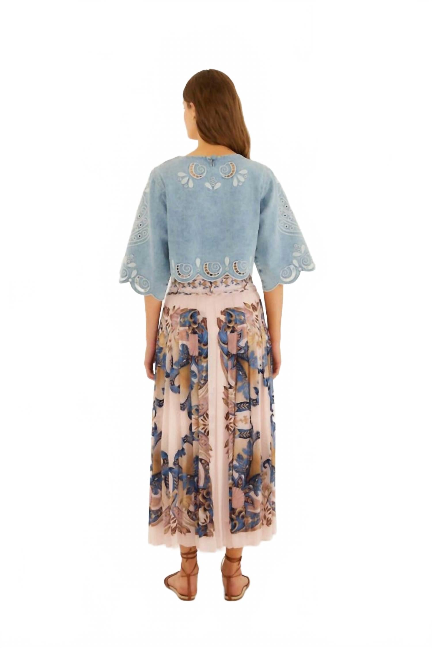 Sea Garden Scarf Maxi Skirt In Soft Pink