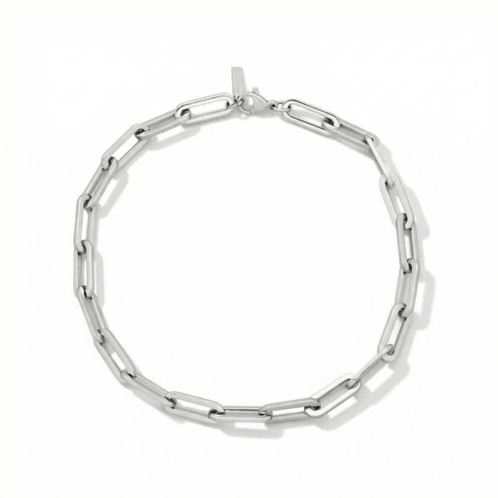 Yasmine 6mm Paperclip Anklet Silver Plated 10" Length