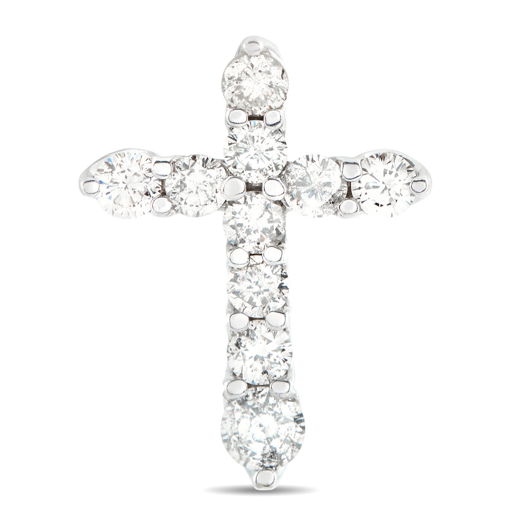 LB Exclusive 18K White Gold 1.0ct Diamond Cross Pendant MF19-041426