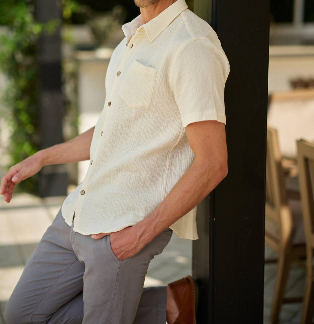 Hudson Short Sleeve Shirt In Ivory