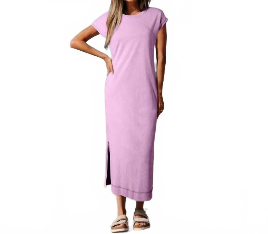 Pocketed T-Shirt Maxi Dress In Wisteria Mineral Wash