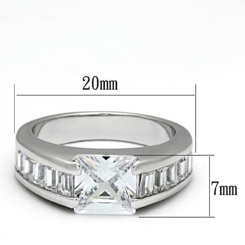 Rhodium Brass Ring with AAA Grade CZ in Clear