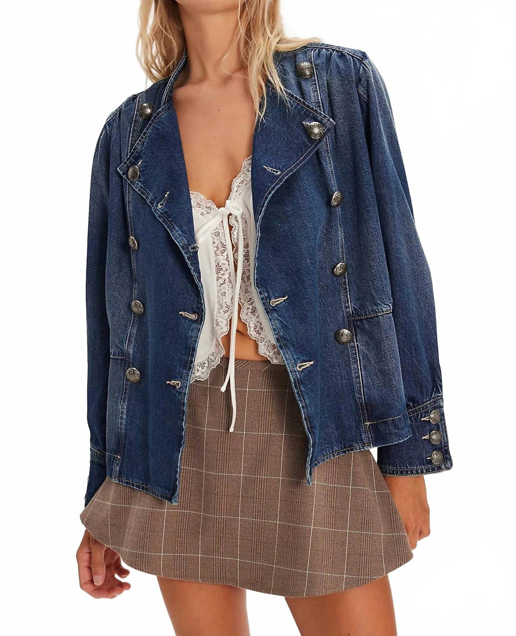 Imogene Denim Officer Jacket In Ensign Wash