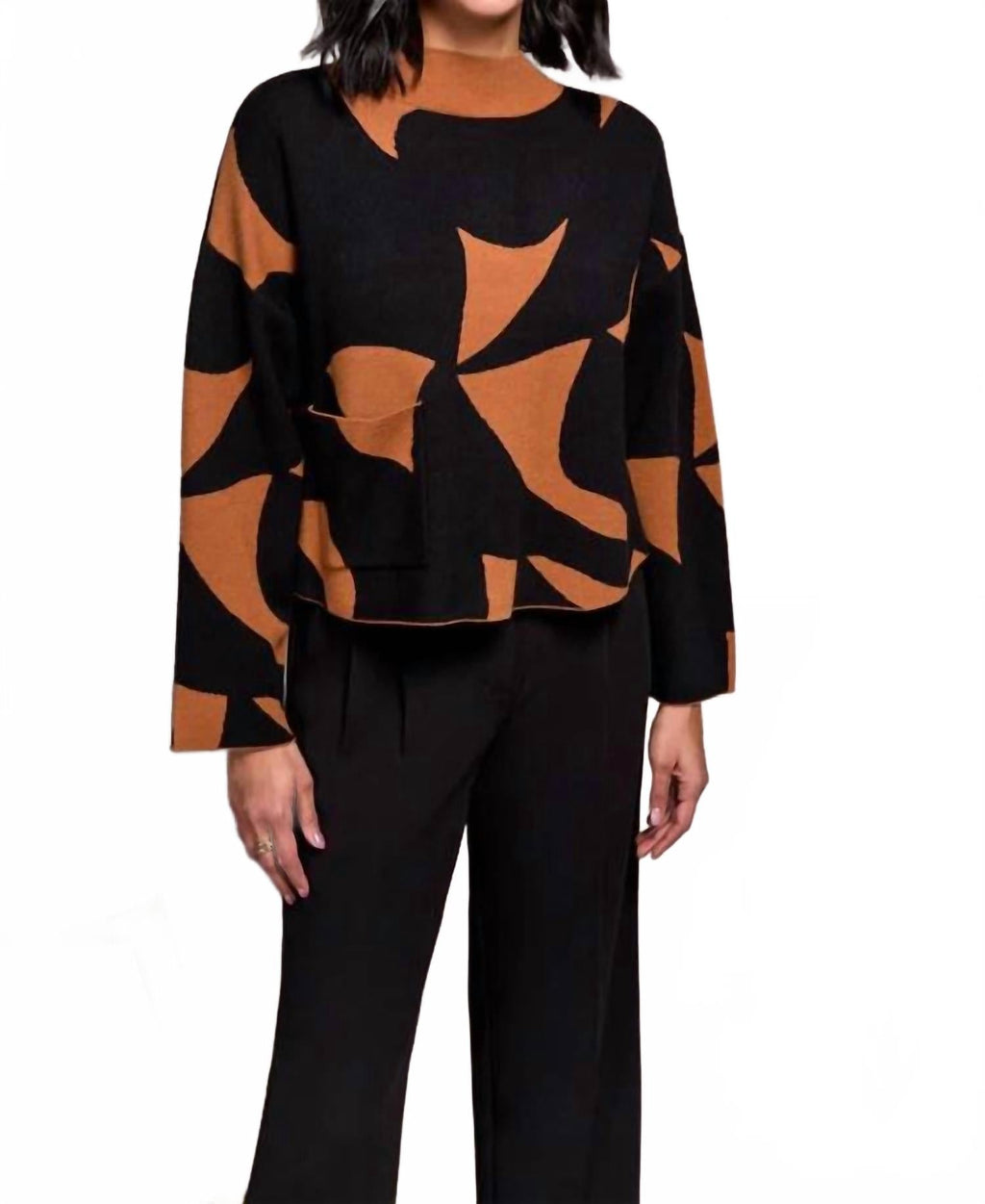 Abstract Oversized Sweater In Black