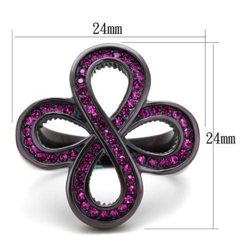 IP Dark Brown (IP coffee) Stainless Steel Ring with Top Grade Crystal in Fuchsia