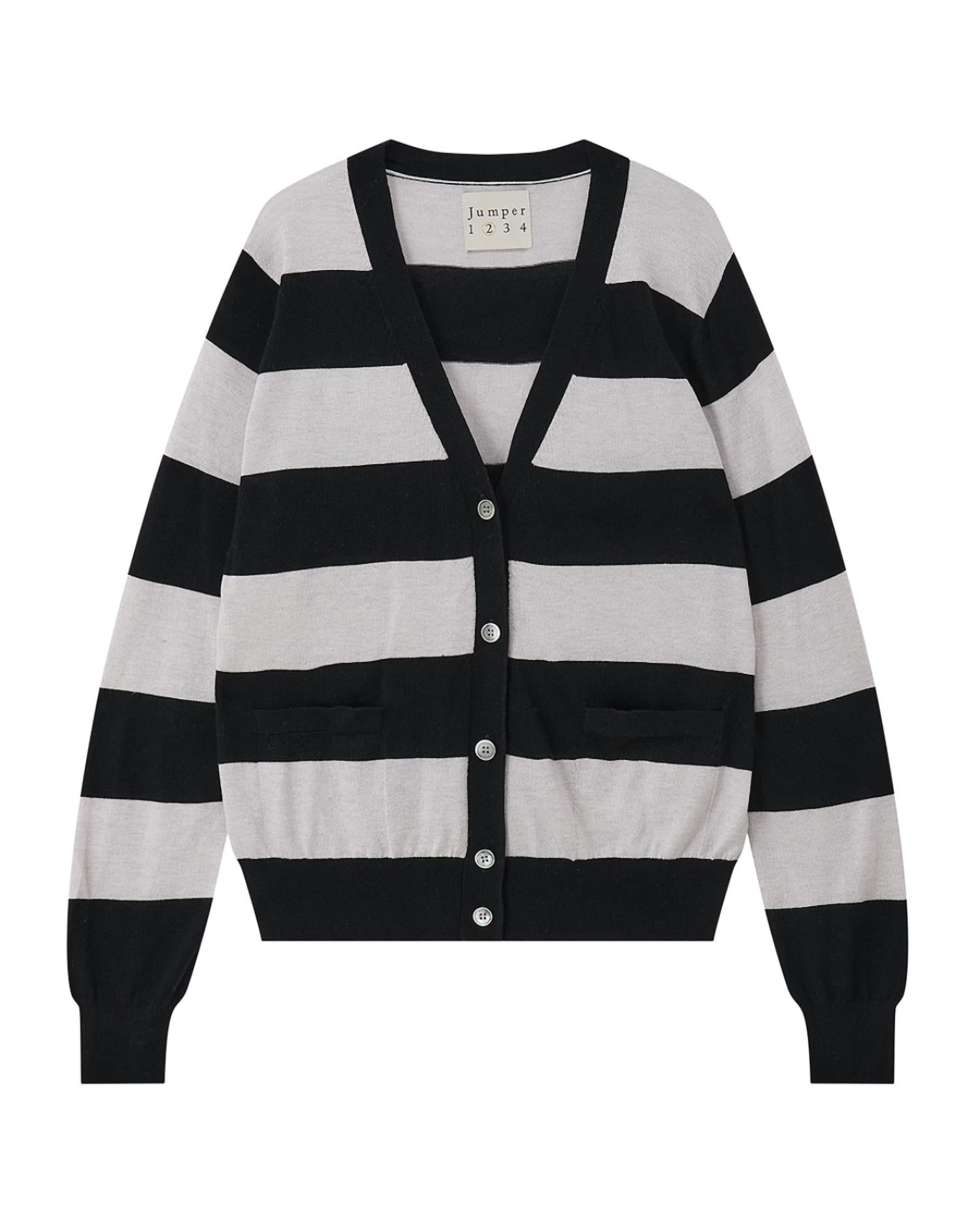 Women's Slinky Stripe Cardigan In Black Foggy