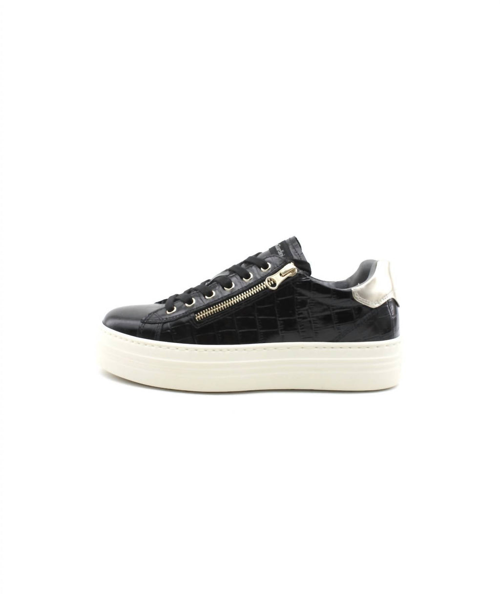 Women's Zeus Zipper Sneaker In Black Croc