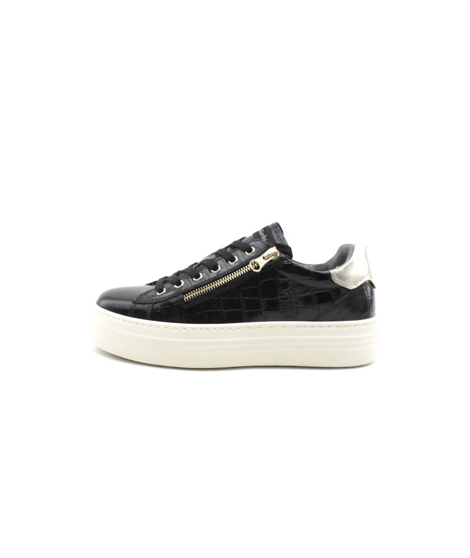 Women's Zeus Zipper Sneaker In Black Croc
