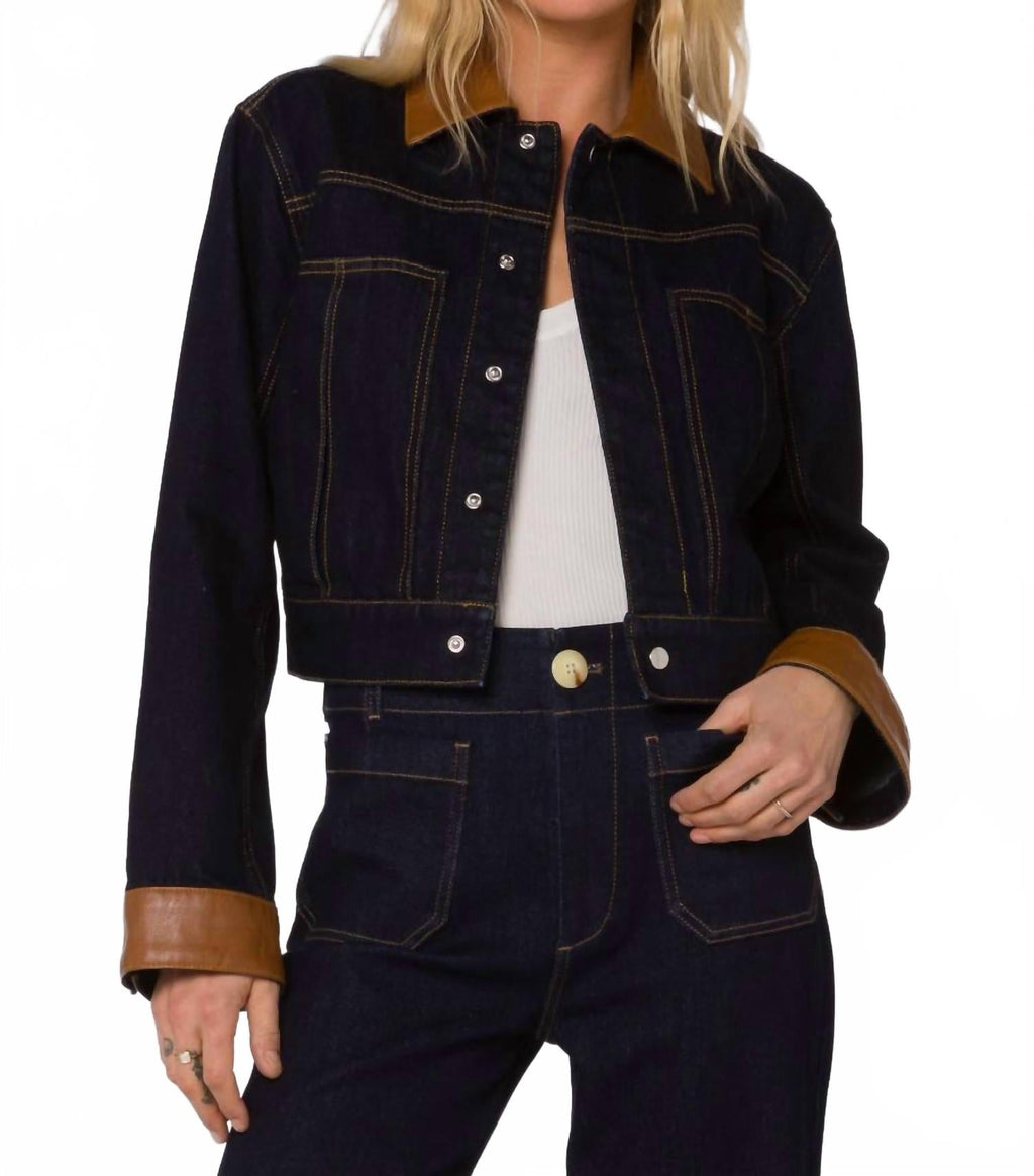 Delphia Cropped Denim Jacket In Pacific Indigo