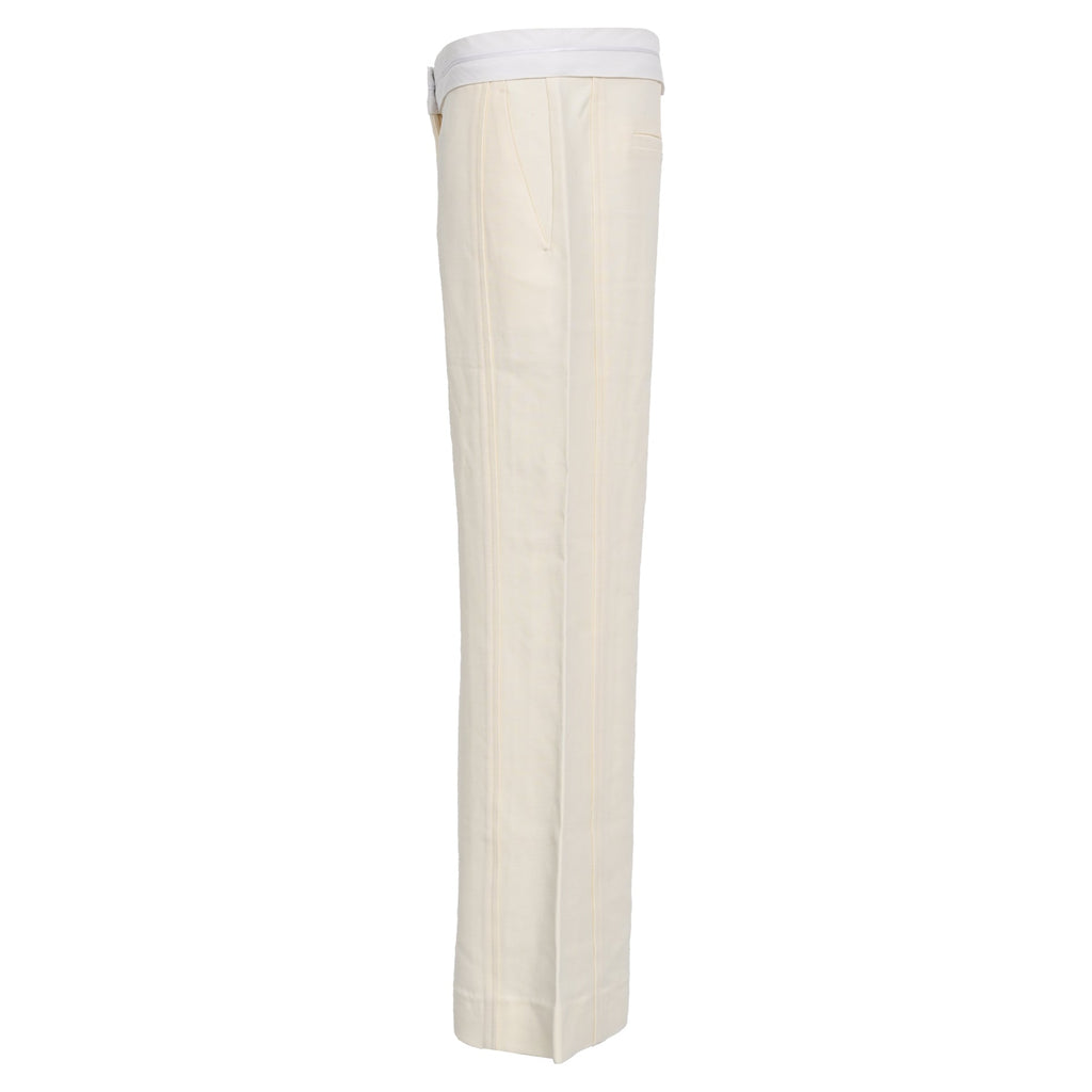 Victoria Beckham Flared Pants in White Wool