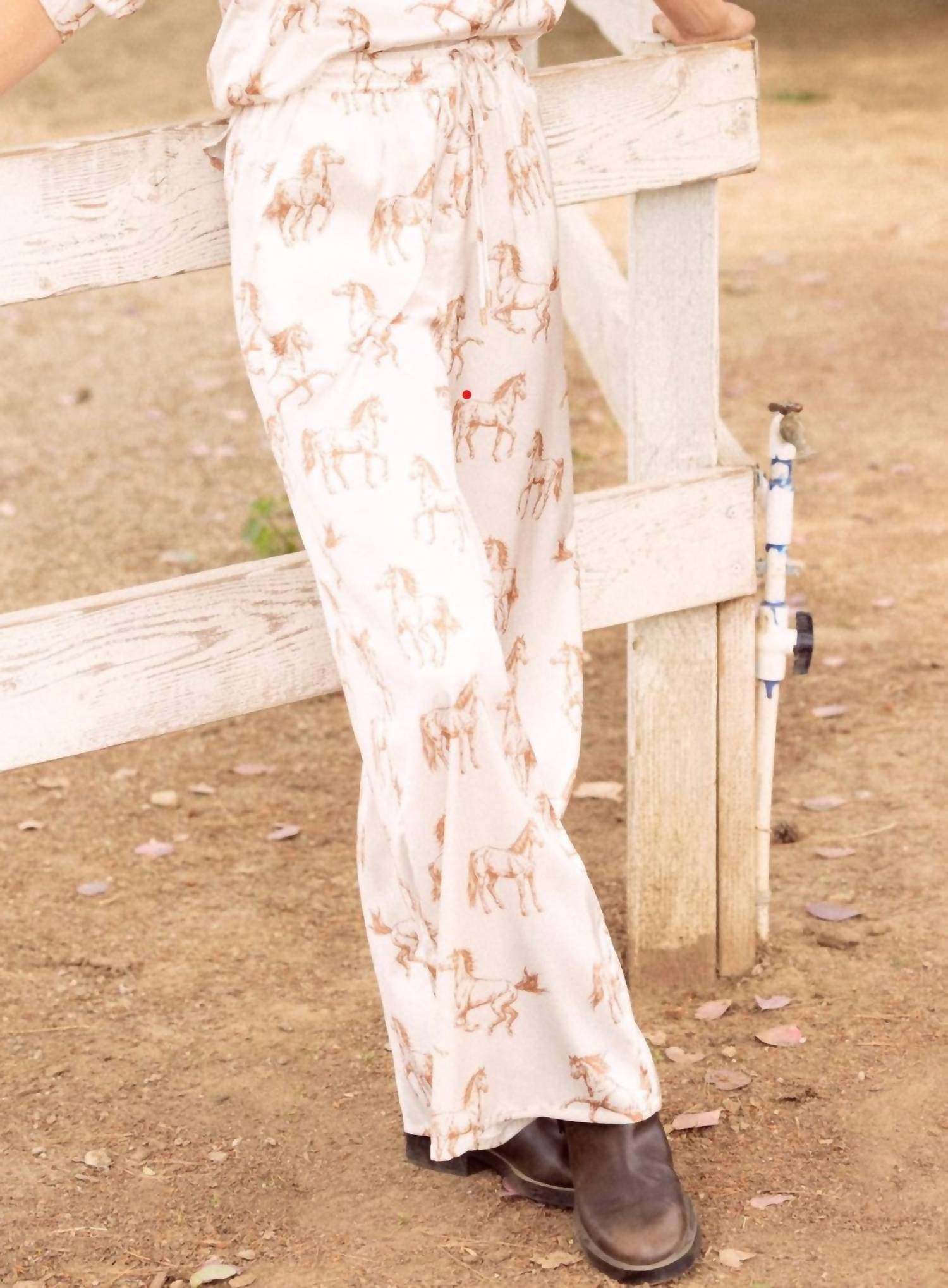 Horse Satin Pants In Ivory, Taupe