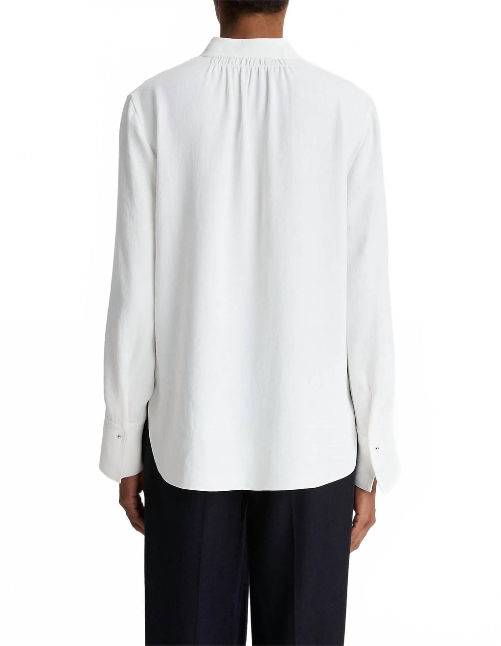 Metal Ball Button Long Sleeve Shirt In Off White