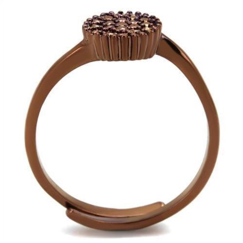 IP Coffee light Brass Ring with AAA Grade CZ in Light Coffee