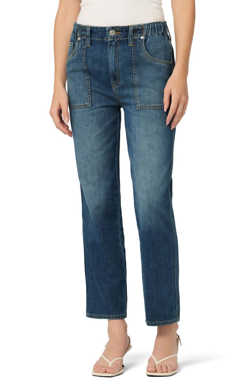 Remi Straight Leg Elastic Band Jeans In Summer Wind