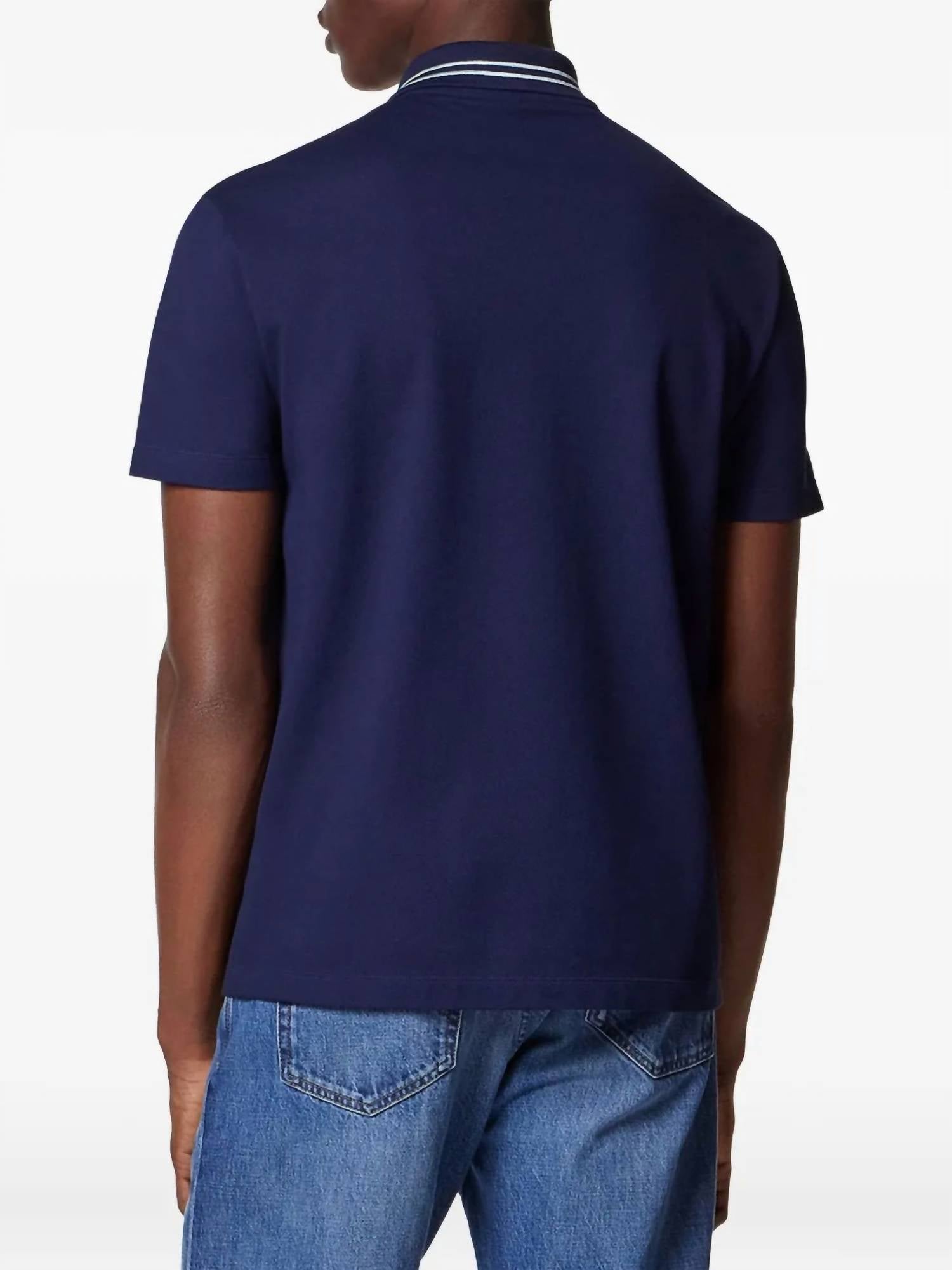 Embroidered Cotton Polo Shirt In Navy