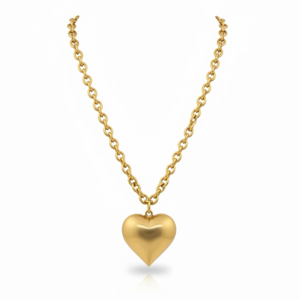 Women's Large Heart Necklace In Gold