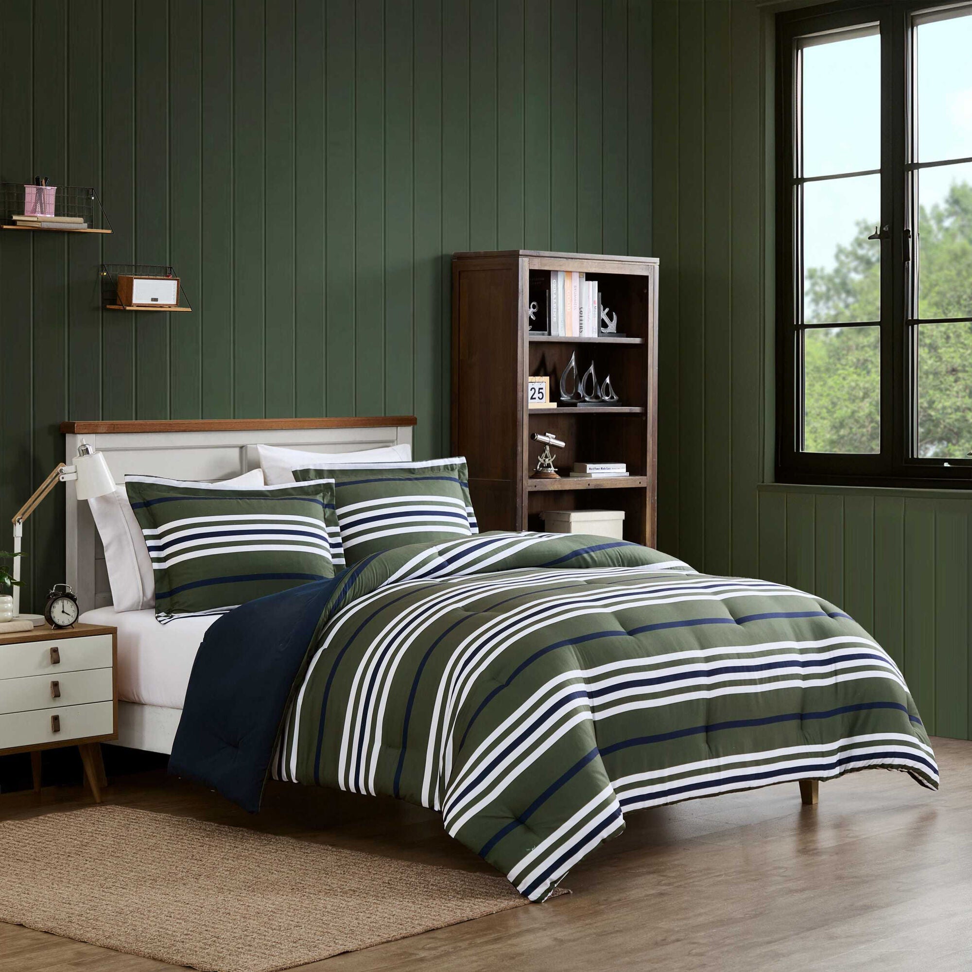 Nautica Uphaul Stripe Green Full/Queen Comforter Set