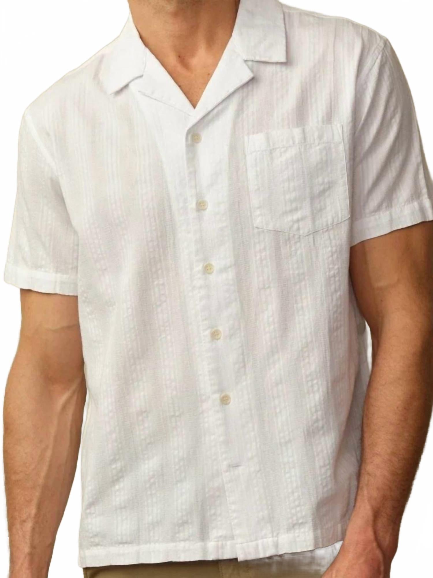 Fez Organic Cotton Short Sleeve Shirt In White Provence Stripe