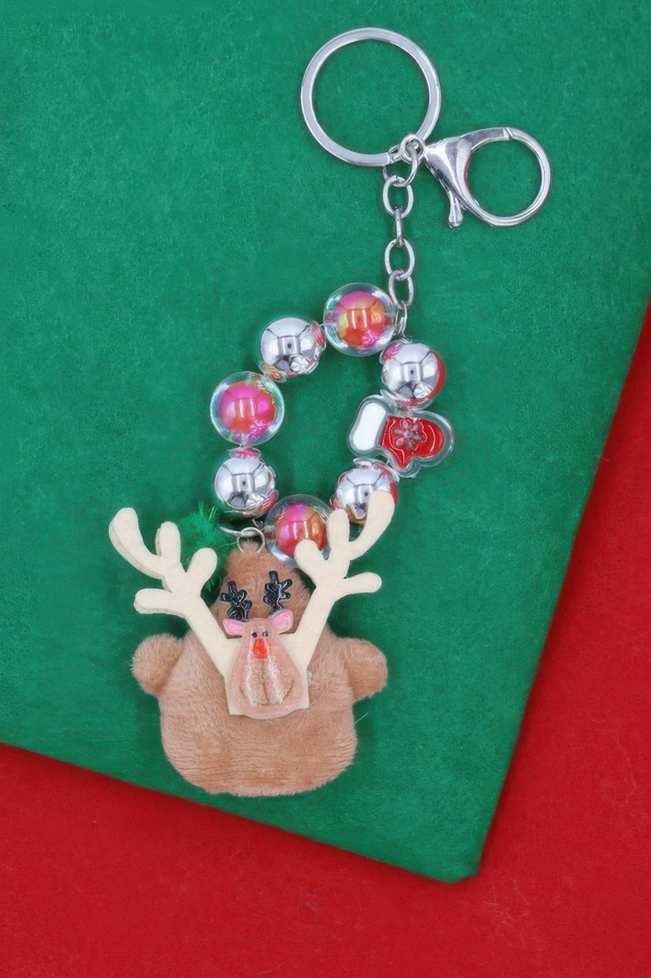 Reindeer Santa Christmas Keychain Charm