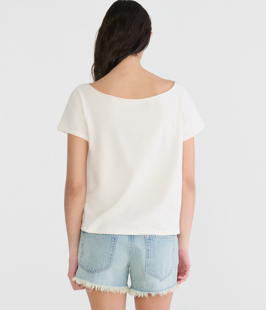 Aeropostale Seriously Soft Rhinestone Butterfly Off-The-Shoulder Vintage Fit Tee