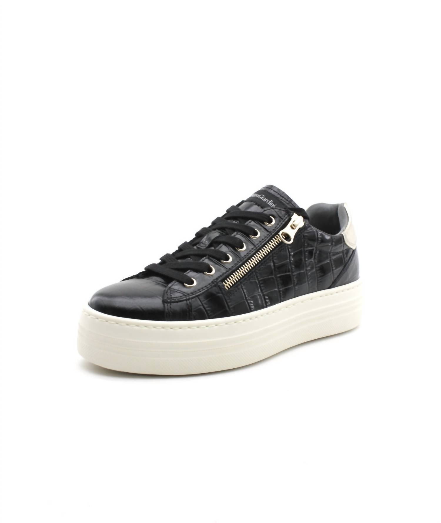 Women's Zeus Zipper Sneaker In Black Croc