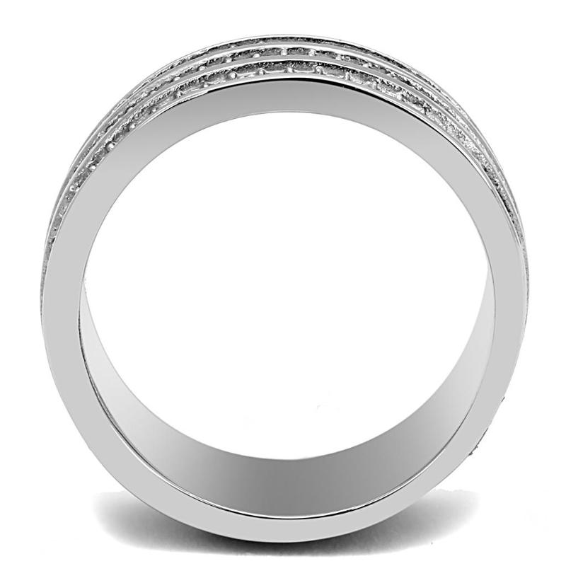 High polished (no plating) Stainless Steel Ring with Top Grade Crystal in Clear