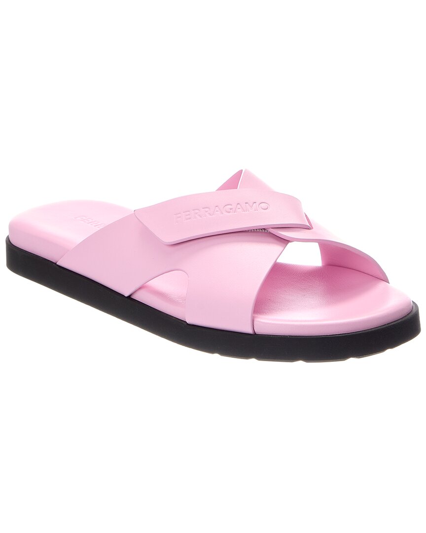 Ferragamo Fidal Leather Flat Sandal