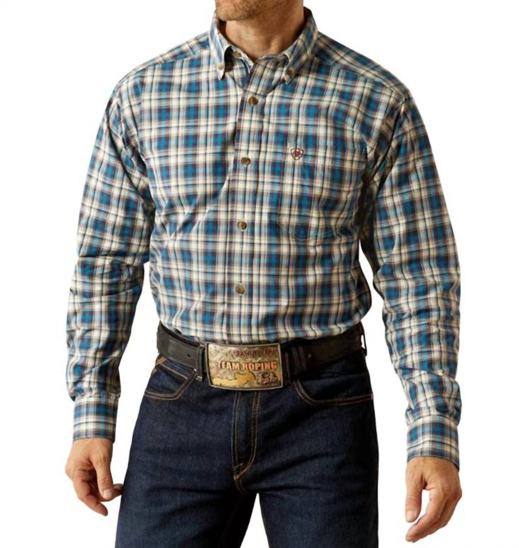 Men's Pro Series Parrin Plaid Classic Shirt In Teal