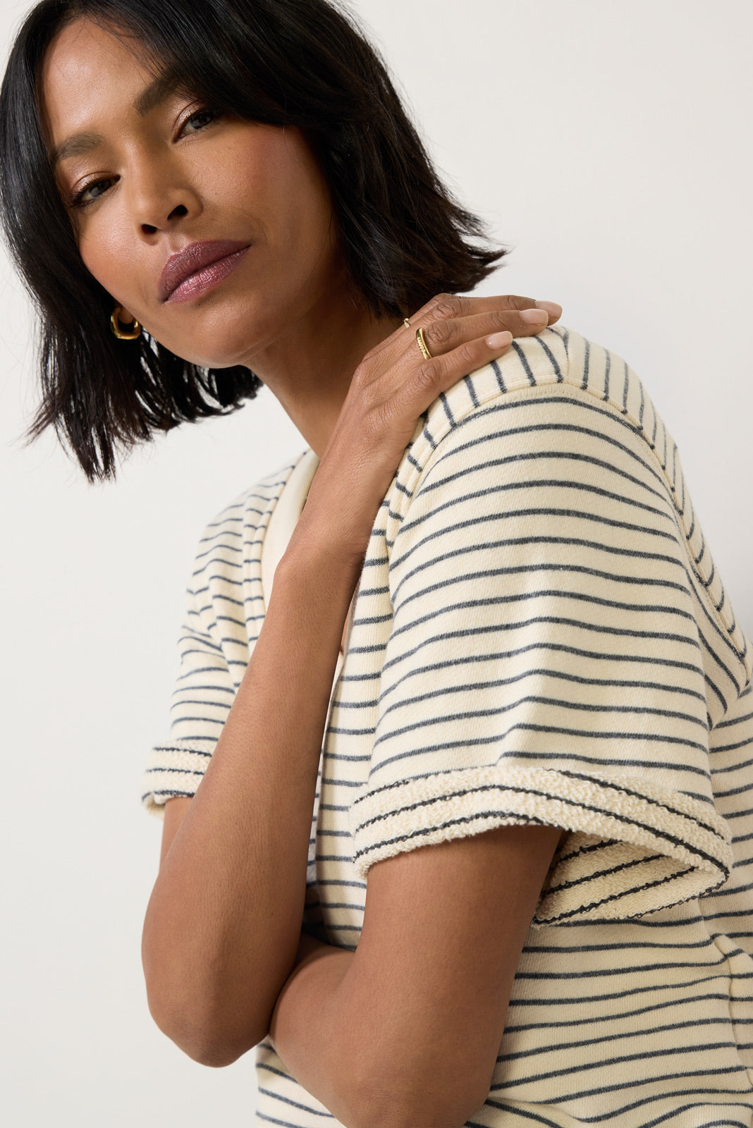 Women's Briggs Stripe V Neck Sweatshirt