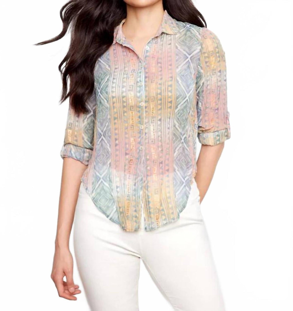 Foil Printed Crinkled Blouse In Marigold