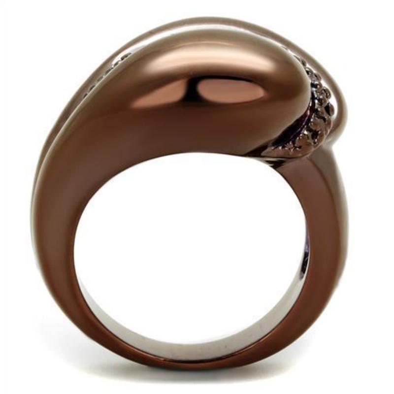 IP Coffee light Brass Ring with AAA Grade CZ in Light Coffee
