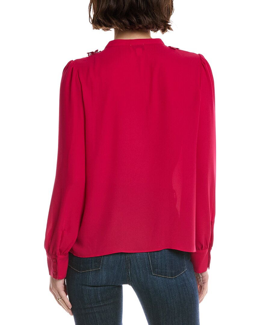 CeCe Half Placket Floral Lace Top