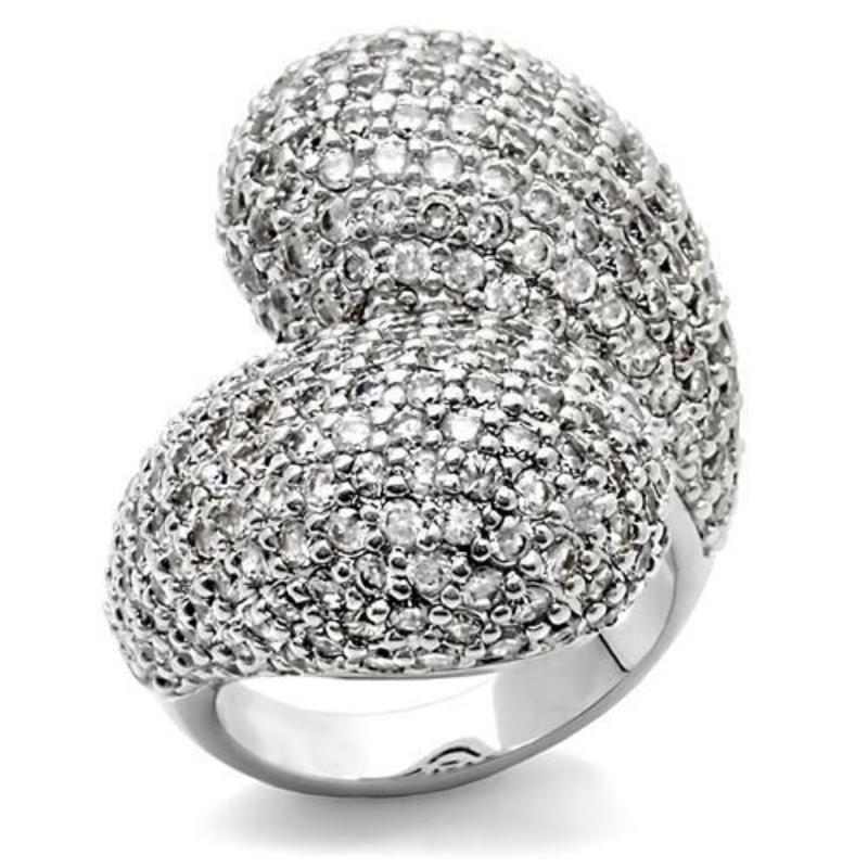 Rhodium Brass Ring with AAA Grade CZ in Clear