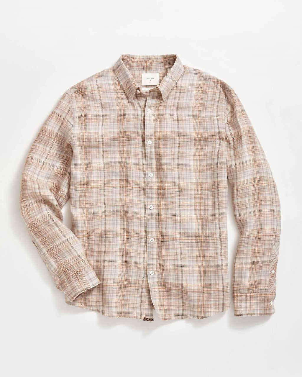 Linen Line Plaid Wilson Shirt In British Khaki/silver